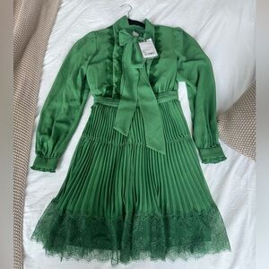 Self Portrait Green Chiffon Mini dress size 0
